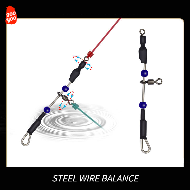 Fishing Boat Trailer - 5ชิ้นเบ็ดตกปลาเรืองแสงหมุนปรับสมดุลแหวนแปดรูปตะขอสองแฉกสำหรับตกปลาเรือทะเลเครื่องมือลูกปัดสีป้องกันการพัวพัน