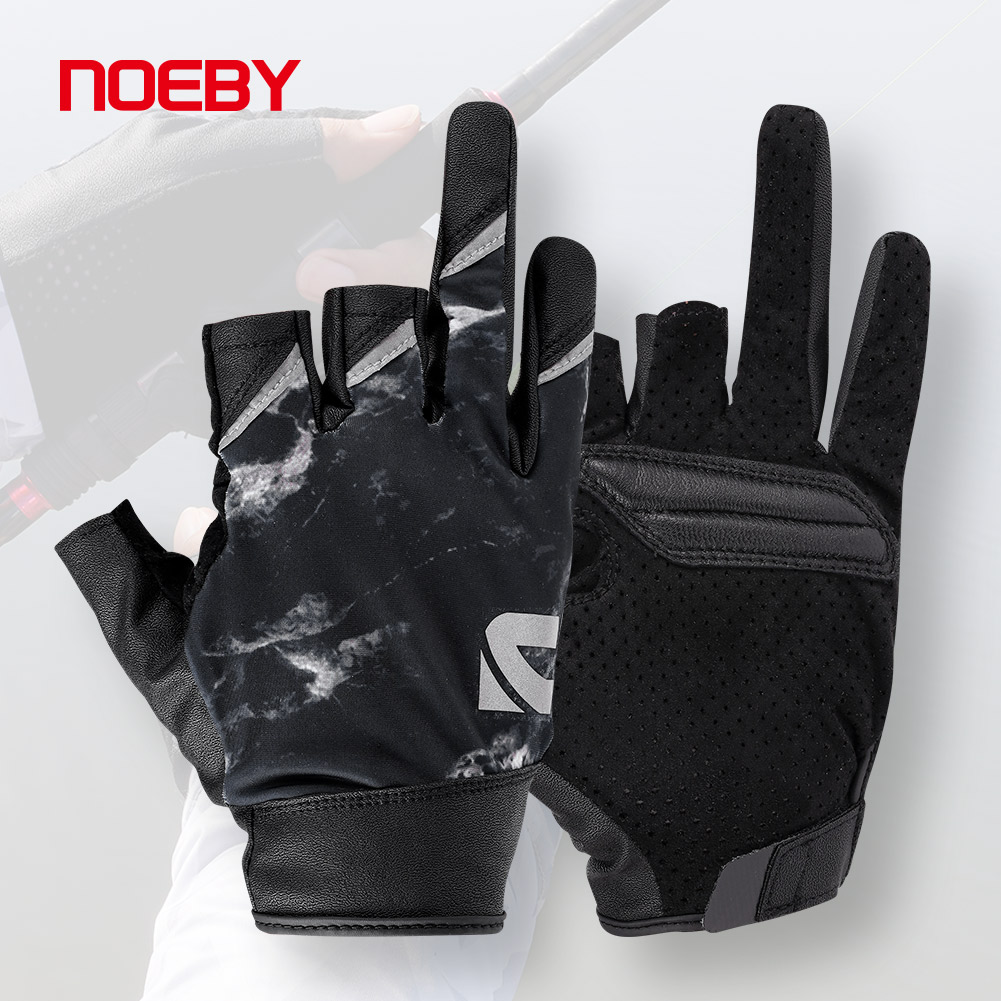 Fishing Boat Oar - Noeby ครึ่งนิ้วถุงมือตกปลา UPF50 + Sun UV